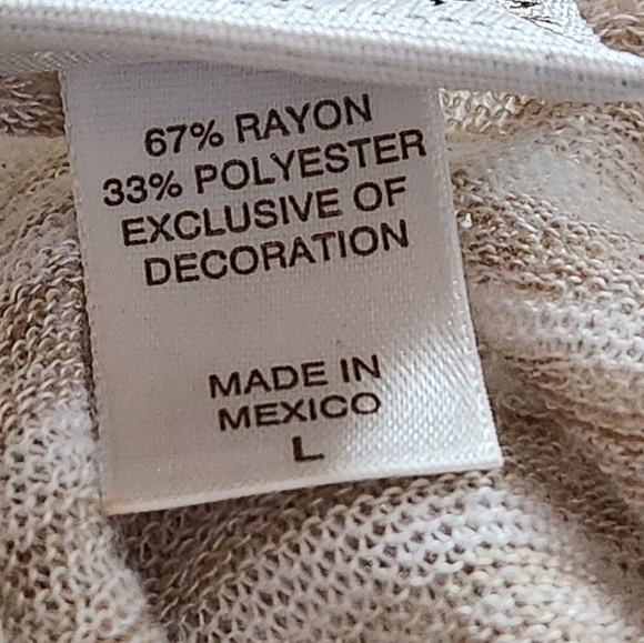 Daytrip brand size L tan and beige straps croched lace accents drawstring front - Picture 4 of 6